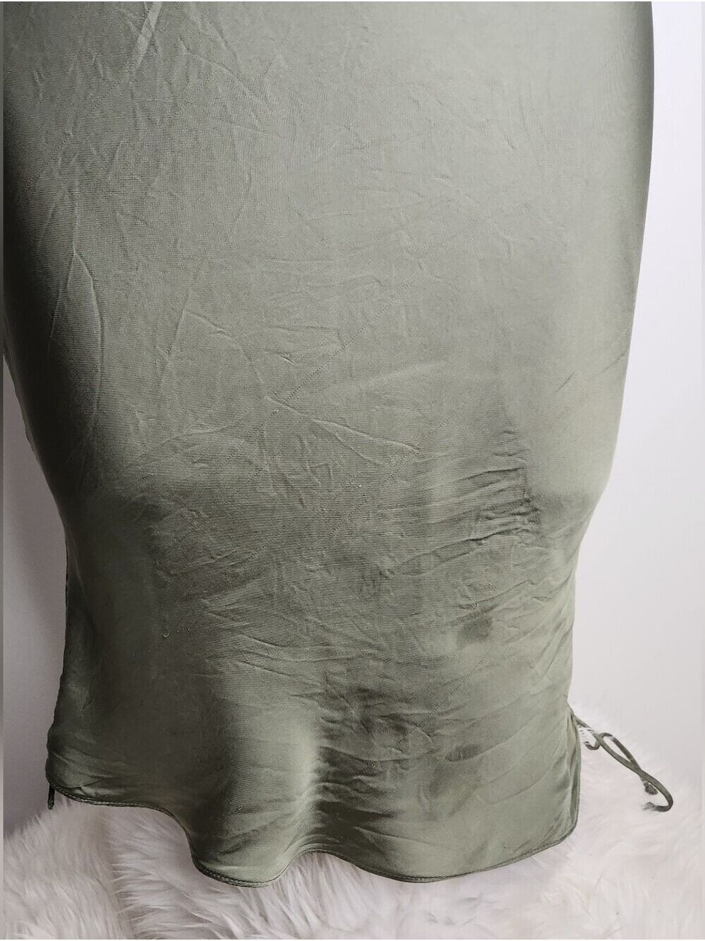 Aritzia Wilfred Only Ruched Adjustable Slip Dress In Sage Frost Green Size XXS - Picture 4 of 14